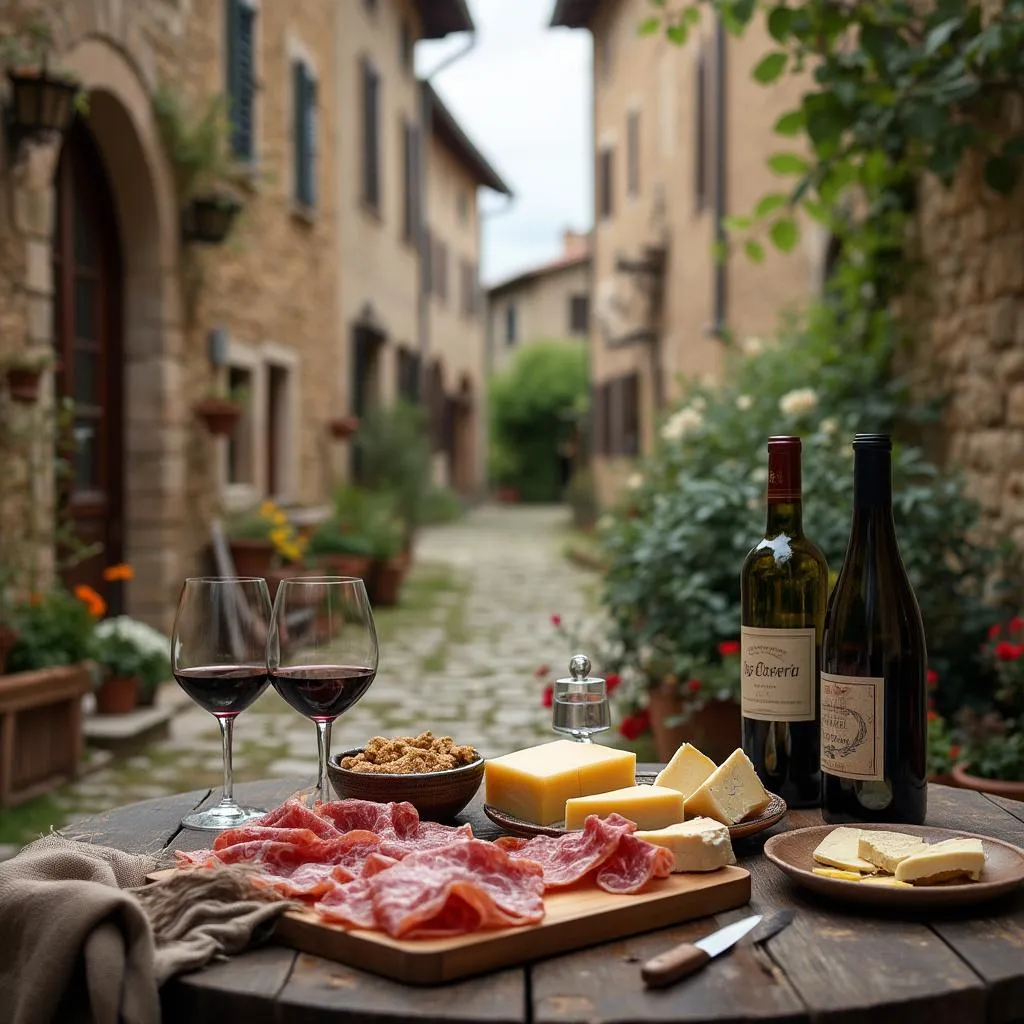 Degustazione di prodotti locali in un borgo medievale