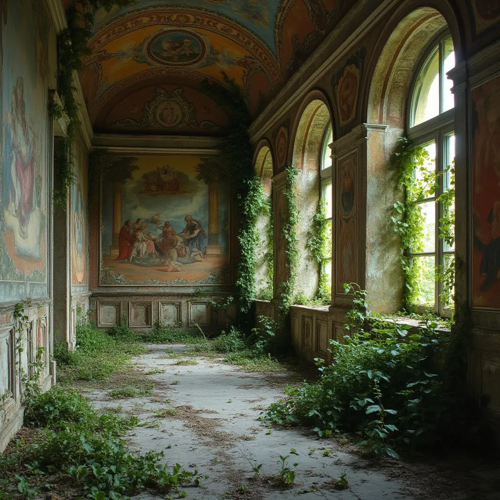 Antica villa abbandonata con affreschi